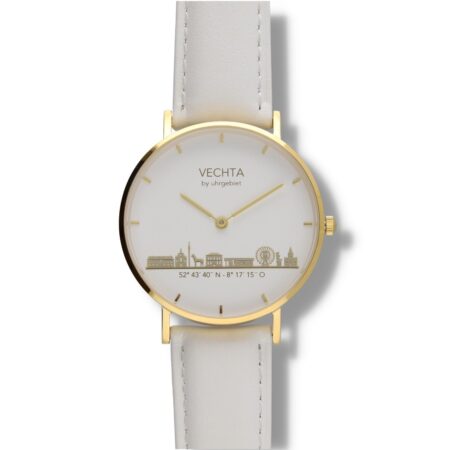 Produktbild von Vechta Uhr-Analoguhr-GoldGoldLeWeiß36