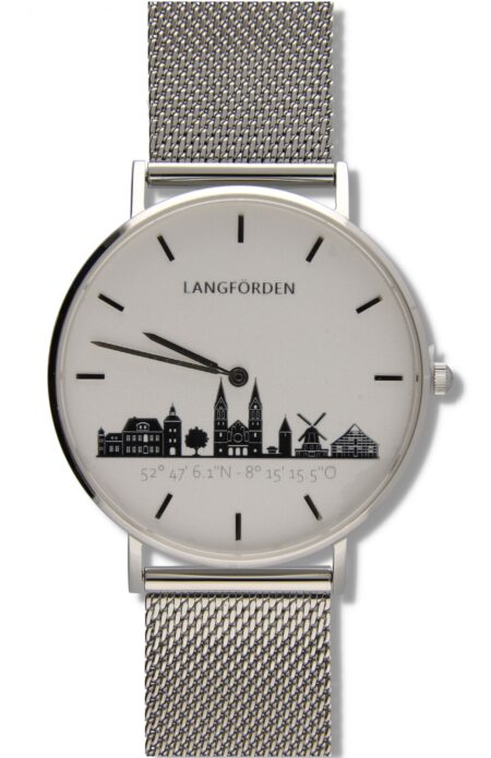 Produktbild von Langförden Uhr-Analoguhr-LangfSilSilMeWeiß40